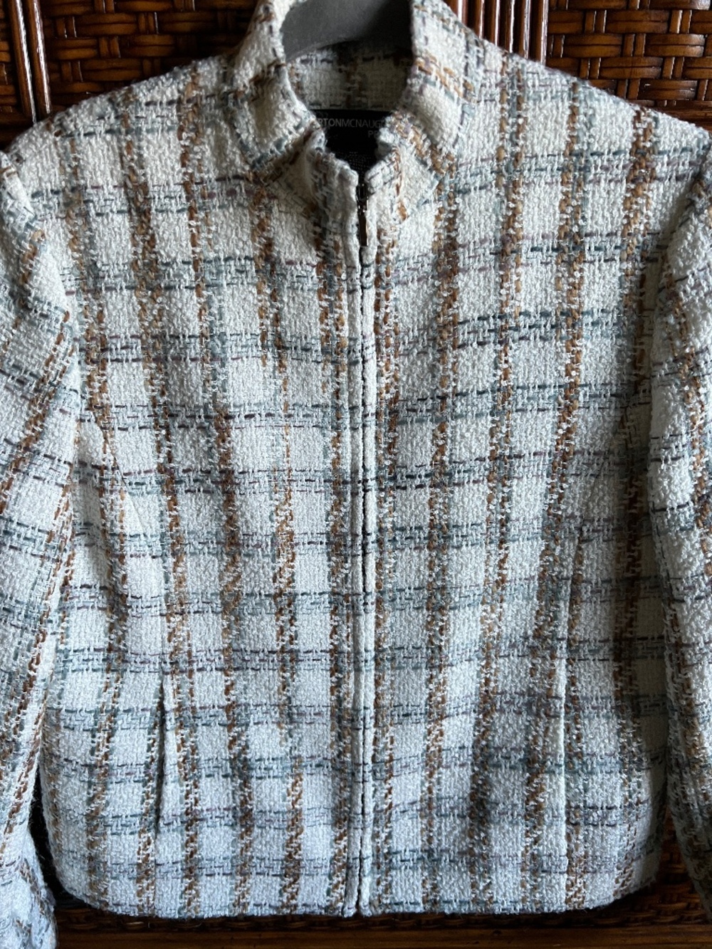 1980's Vintage Woman's Plaid Tweed Blazer Jacket Norton McNaughton 8P